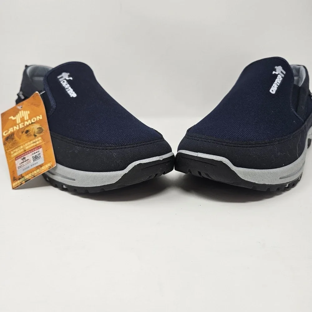 Canemon Mens Navy Blue Slip On Outdoor Walking Shoes Mesh Loafers Size 12-13 NEW
